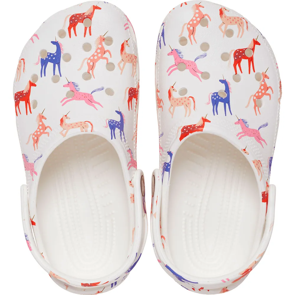 Купить Crocs 209697-9cd-c4 Деревянные башмаки Classic Character Print Unicorn 35x25x15 EU 19 7ft.ru в интернет магазине Семь Футов