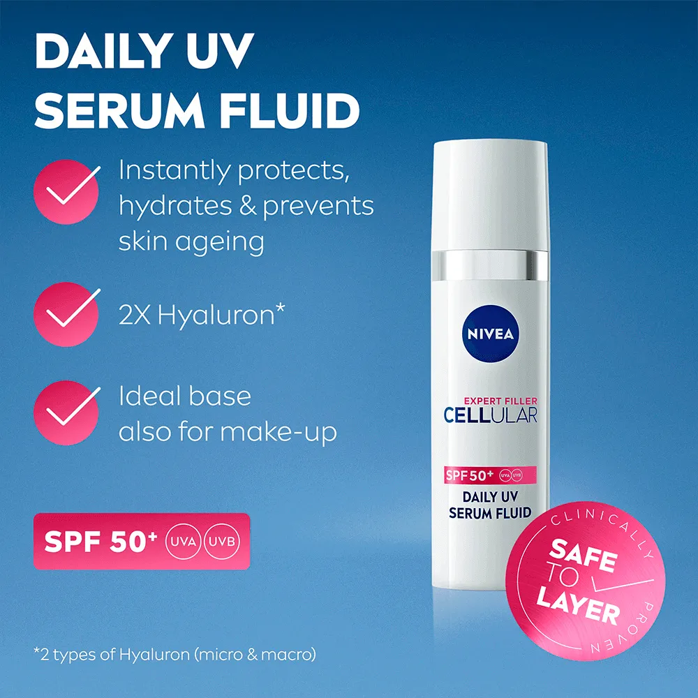 Купить Nivea 4006000155074 Солнцезащитный крем Cellular Daily UV Fluid SPF50 30 ml White / Silver 13x10x5 7ft.ru в интернет магазине Семь Футов