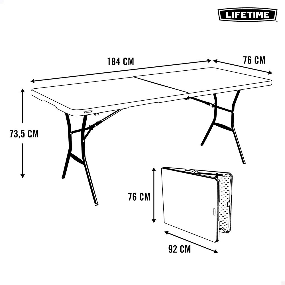 Купить Lifetime 92105 184x76x73.5 Cm UV100 Сверхпрочный складной стол Белая Multicolour 7ft.ru в интернет магазине Семь Футов
