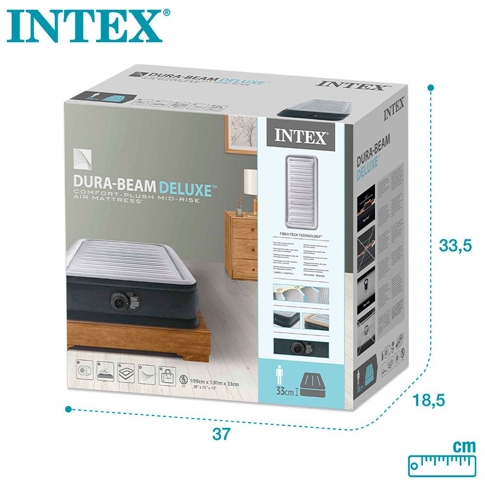 Купить Intex 67766 Full Comfort Plush Mid Rise Матрас Серый Grey 99 x 191 x 33 cm 7ft.ru в интернет магазине Семь Футов