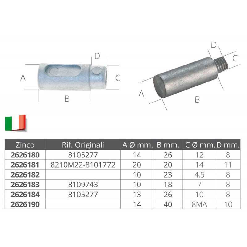 Купить Enrico polipodio 2626181 Aifo 8101772/8210M22 Теплообменники с цинковым анодом Grey 20 x 20 mm  7ft.ru в интернет магазине Семь Футов