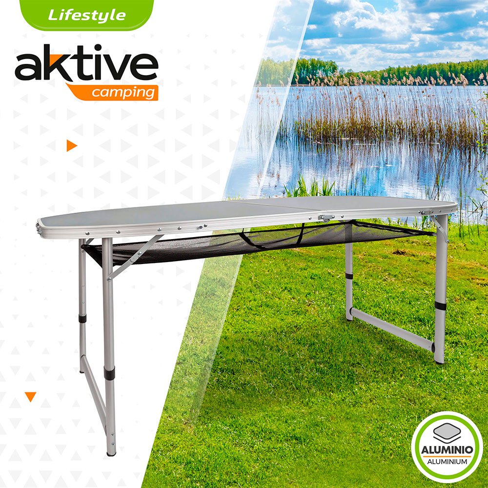 Купить Aktive 52866 Регулируемое по высоте складывание Camping Стол с сеткой Серый Grey 7ft.ru в интернет магазине Семь Футов