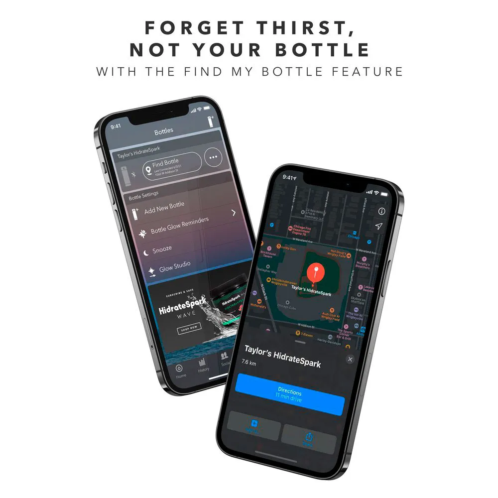 Купить Hidrate hi-007-012-os Умная водная бутылка с LED-подсветкой 620ml Black 20x10x10 7ft.ru в интернет магазине Семь Футов