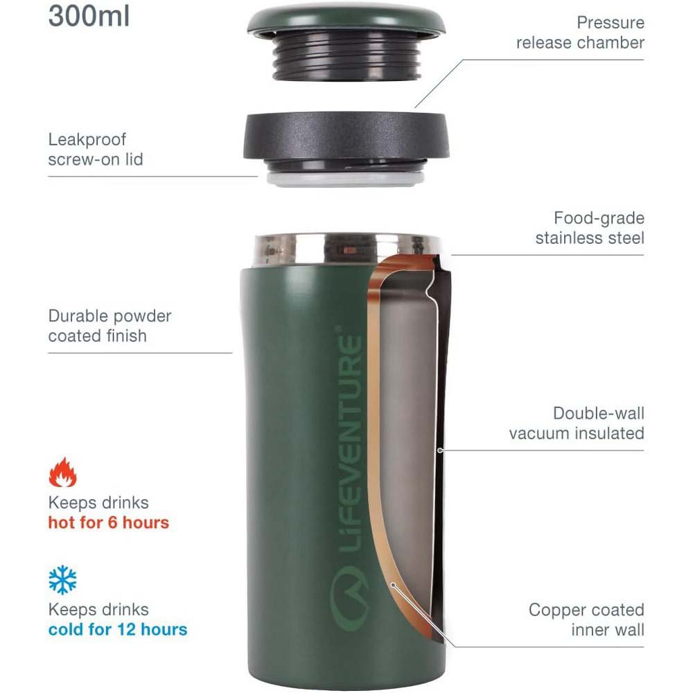 Купить Lifeventure LF76208 Кружка Thermo Серебристый  Metallic Green 7ft.ru в интернет магазине Семь Футов