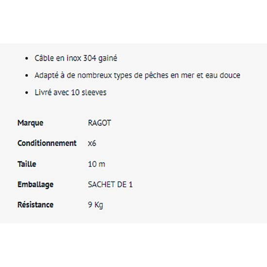 Купить Ragot RG0300320 Wire 10 m Стальная Линия  Grey 22 Kg  7ft.ru в интернет магазине Семь Футов