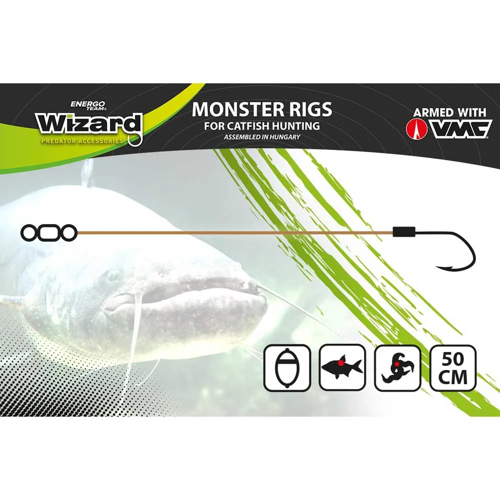 Купить Wizard 79337-903 связанный крючок Monster Classic Braid Rig Catfish Classic Black / Green 9/0 7ft.ru в интернет магазине Семь Футов