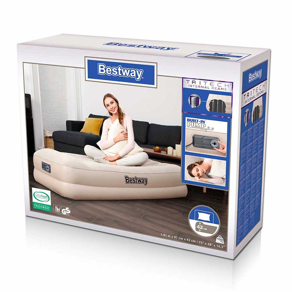 Купить Bestway 67694 Tritech Twin Односпальная надувная кровать со встроенным насосом Beige 191x97x42cm 7ft.ru в интернет магазине Семь Футов