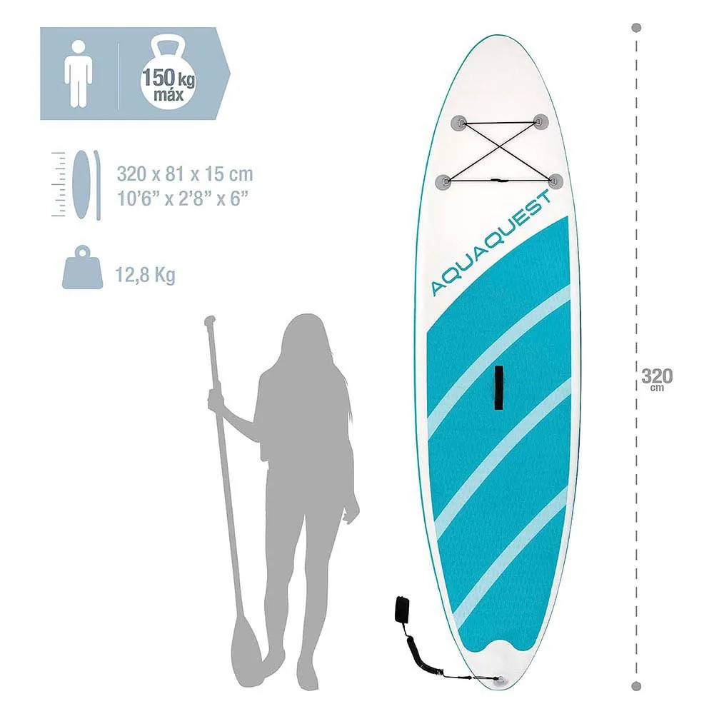 Купить Intex 68242 Надувной комплект для падлбординга Aqua Quest 320 White / Turquoise 150x40x15 320 cm 7ft.ru в интернет магазине Семь Футов