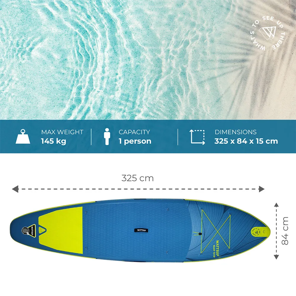 Купить Wattsup pb-wsar108 Надувной комплект для падлбординга SAR 10.8 Blue / Yellow 100x46x46 325 cm/84 cm 7ft.ru в интернет магазине Семь Футов