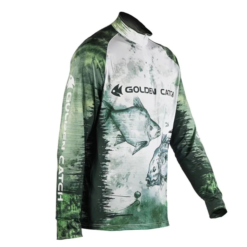 Купить Golden catch 2639000 Свитшот с УФ-защитой Carp Bream CM103 White / Green / Grey / Black 30x25x5 S 7ft.ru в интернет магазине Семь Футов