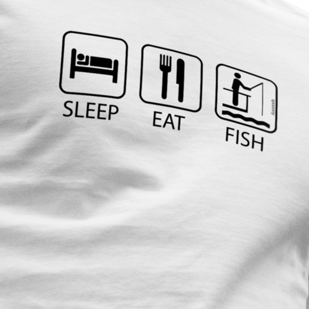 Купить Kruskis CA65500201S007 Футболка с коротким рукавом Sleep Eat And Fish Белая White M 7ft.ru в интернет магазине Семь Футов