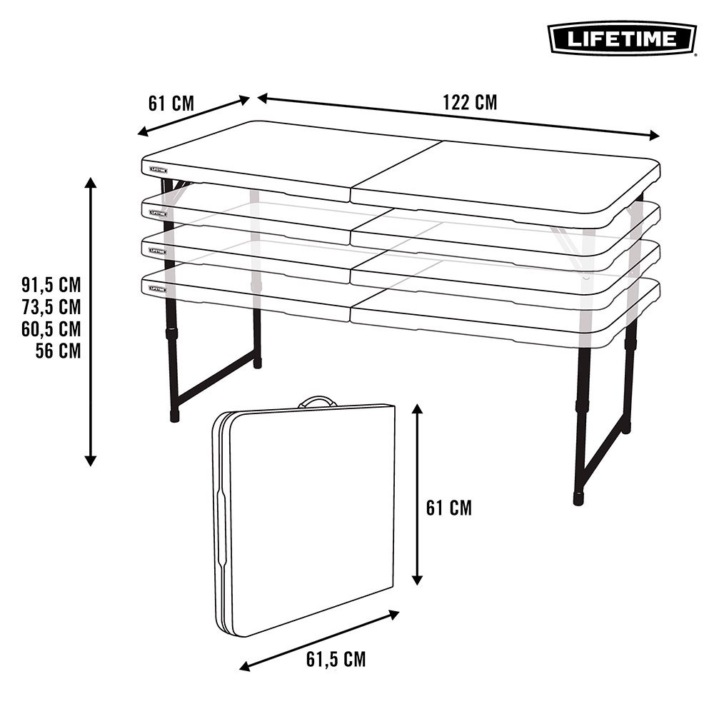 Купить Lifetime 92100 Сверхпрочный складной стол 122x61x56-91.5 cm UV100 Черный White 7ft.ru в интернет магазине Семь Футов