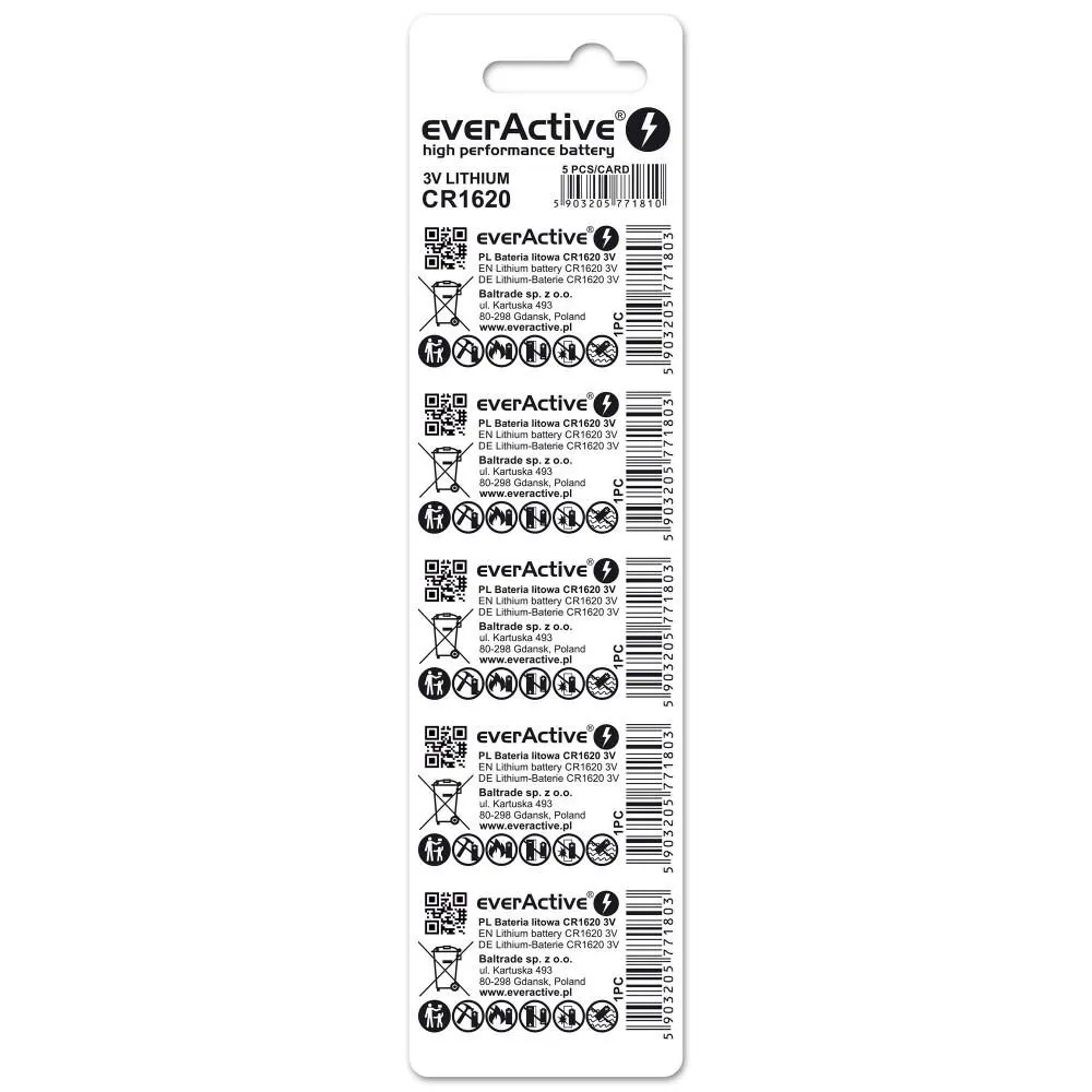 Купить Everactive CR16205BL щелочная батарея Mini CR1620 5 Единицы Бесцветный Grey 7ft.ru в интернет магазине Семь Футов