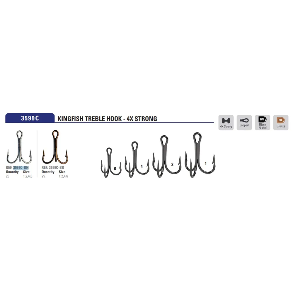 Купить Mustad 3599C-BN-2-T10 тройной крючок Kingfish Серебристый Black Nickel 2 7ft.ru в интернет магазине Семь Футов