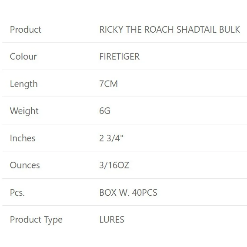 Купить Westin P115-099-005 Мягкий приманка Ricky The Roach Shadtail 6g 70 mm 40 Единицы Firetiger 7ft.ru в интернет магазине Семь Футов