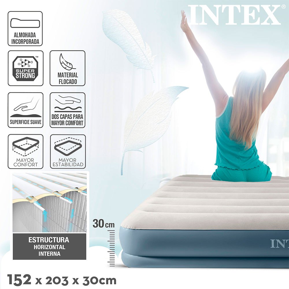 Купить Intex 64118 Standard Pillow Rest Midrise Матрас Серый Grey 152 x 203 x 30 cm 7ft.ru в интернет магазине Семь Футов