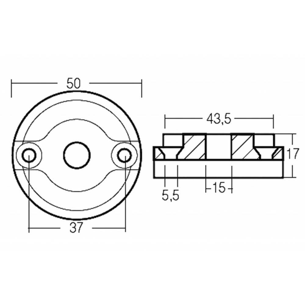 Купить Tecnoseal 2626629 KGF 35/45/55 Цинковая шайба Анод  Silver 50 x 17 mm  7ft.ru в интернет магазине Семь Футов