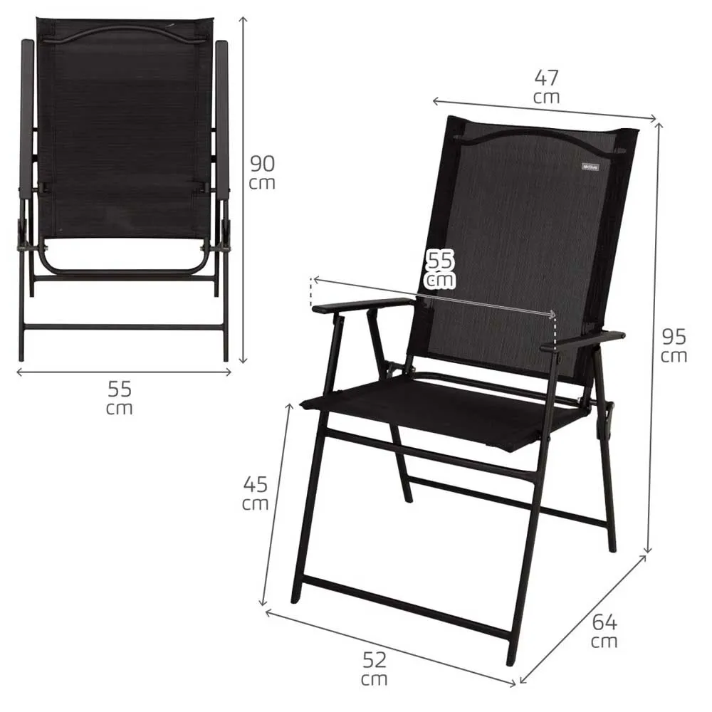 Купить Aktive 61146 Складной стул для улицы Slim 4 units Серебристый Black 7ft.ru в интернет магазине Семь Футов