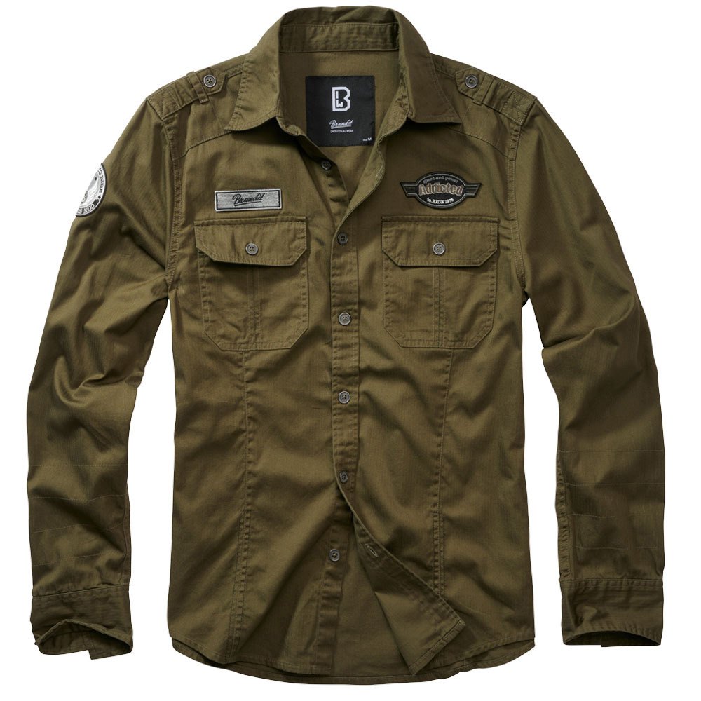 Купить Brandit 4023-1-5XL Рубашка с длинным рукавом Luis Vintage Зеленый Olive 5XL 7ft.ru в интернет магазине Семь Футов