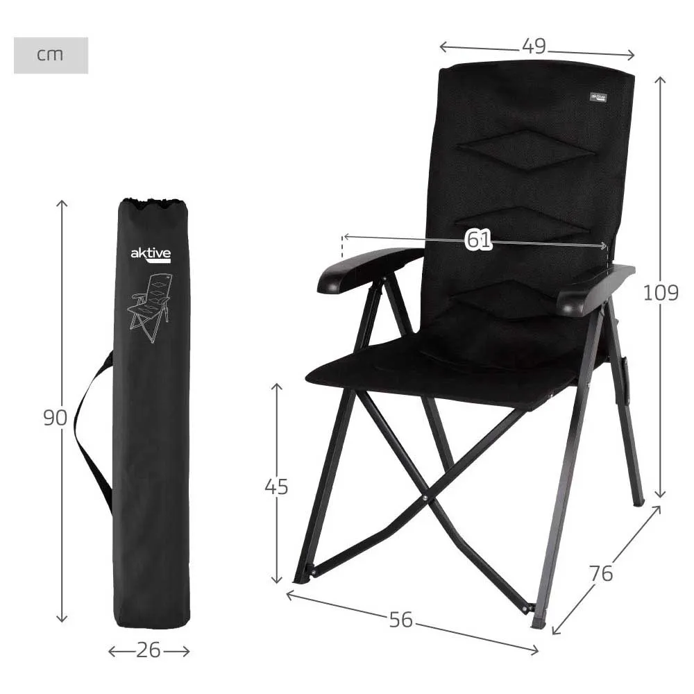 Купить Aktive 63058 многопозиционный складной стул с мягкой обивкой  Black 56x76x109 cm 7ft.ru в интернет магазине Семь Футов