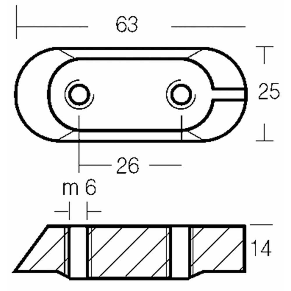 Купить Tecnoseal 2626418 Yamaha 8-300HP 4T Маленький анод из цинковой пластины  Silver 63 x 25 mm  7ft.ru в интернет магазине Семь Футов