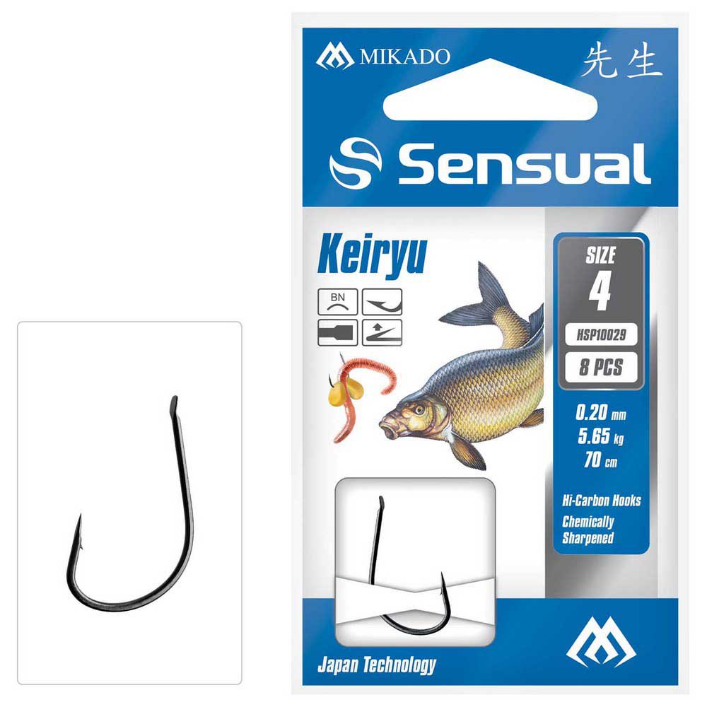 Купить Mikado HP10029-8B-16 Snelled Sensual Keiryu 0.160 mm Связанные Крючки Серебристый Black Nickel 8 7ft.ru в интернет магазине Семь Футов