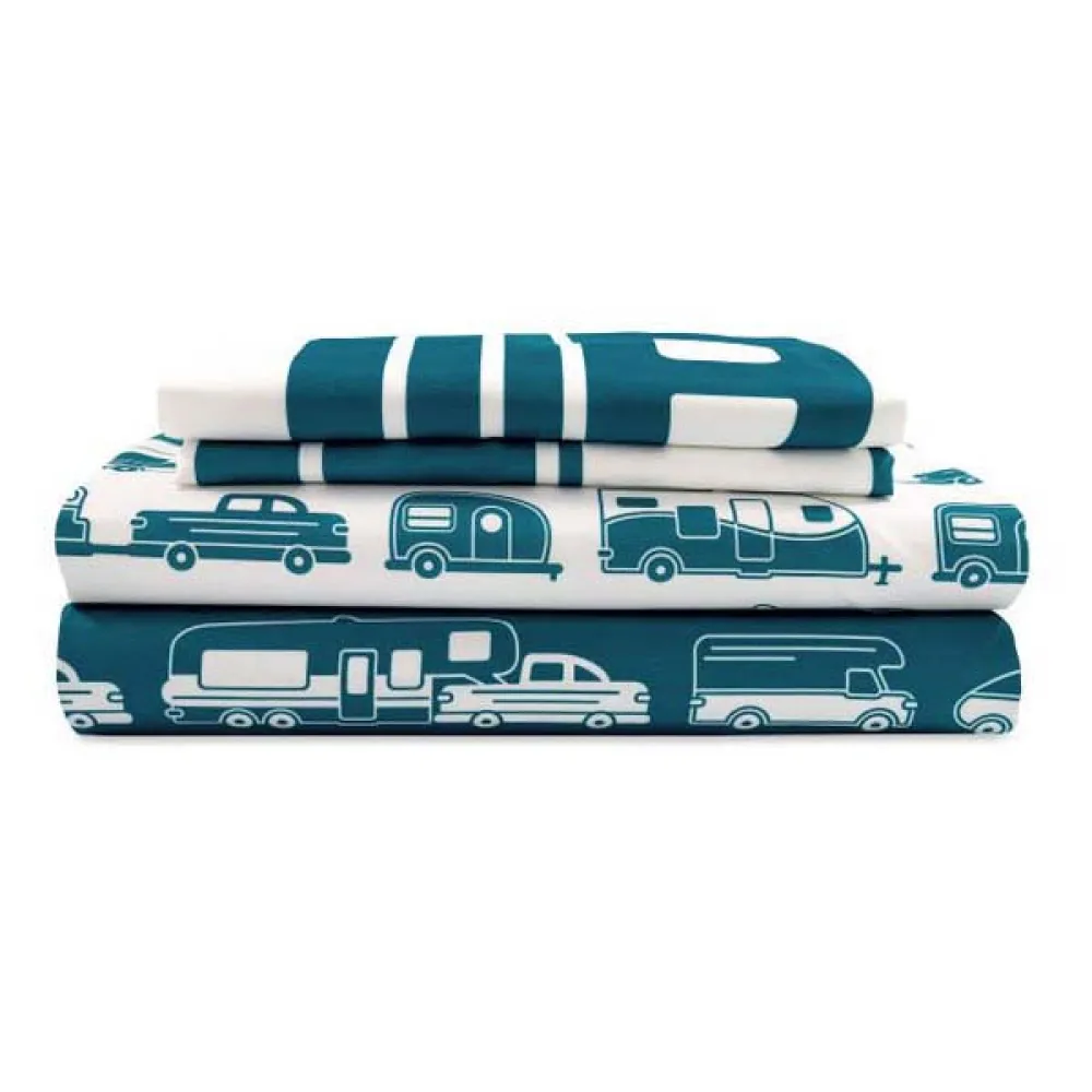 Купить Camco 17-53298 простыня Short Queen  Blue / White RV Print 7ft.ru в интернет магазине Семь Футов