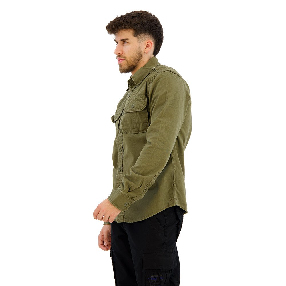 Купить Brandit 9373-1-S Рубашка с длинным рукавом Vintage Зеленый Olive S 7ft.ru в интернет магазине Семь Футов