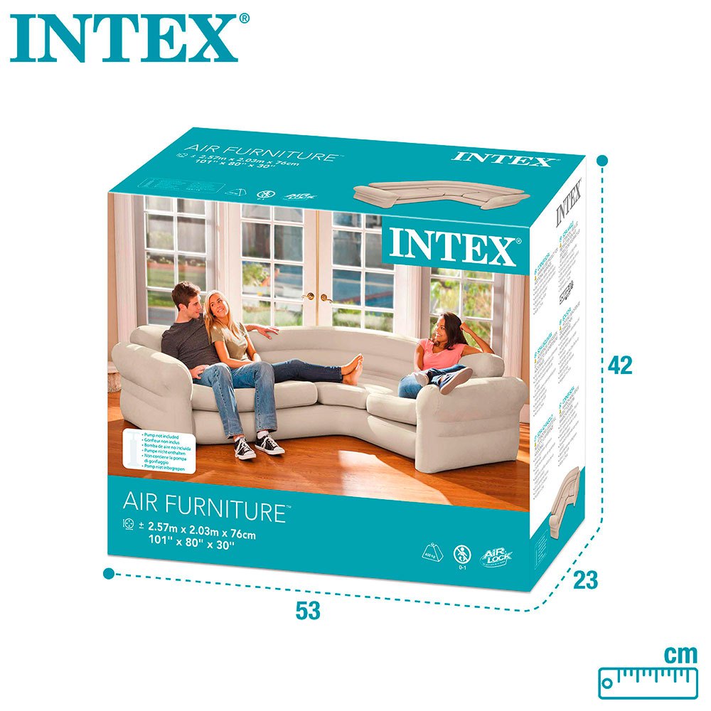 Купить Intex 68575 Indoor Corner Надувной диван Бежевый Beige 257x203x76 cm 7ft.ru в интернет магазине Семь Футов