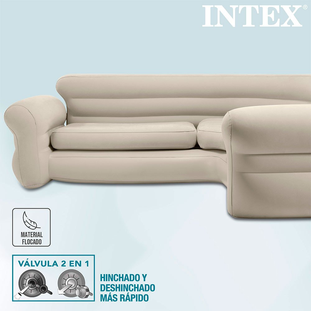 Купить Intex 68575 Indoor Corner Надувной диван Бежевый Beige 257x203x76 cm 7ft.ru в интернет магазине Семь Футов