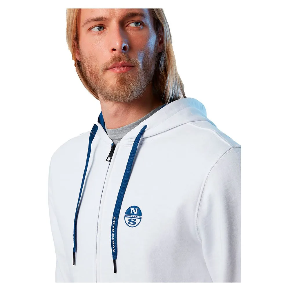 Купить North sails 691067-0101-4XL Толстовка на молнии Logo Белая White 4XL 7ft.ru в интернет магазине Семь Футов