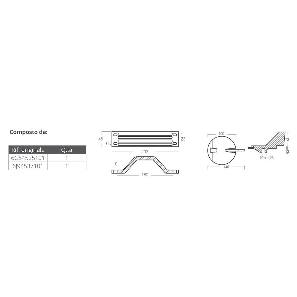 Купить Tecnoseal 2640020 Yamaha 150-200HP Алюминиевый анод Серебристый Silver 7ft.ru в интернет магазине Семь Футов