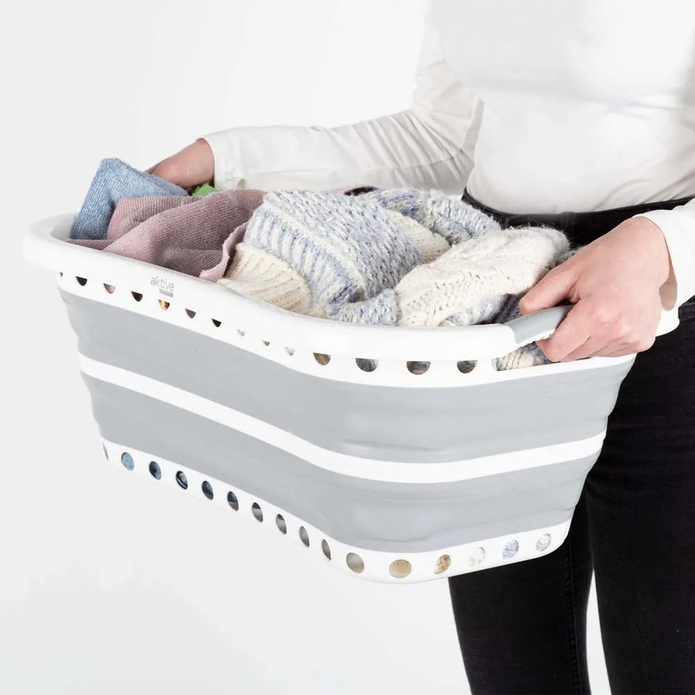 Купить Aktive 63114 складная корзина 17L  White / Grey 7ft.ru в интернет магазине Семь Футов