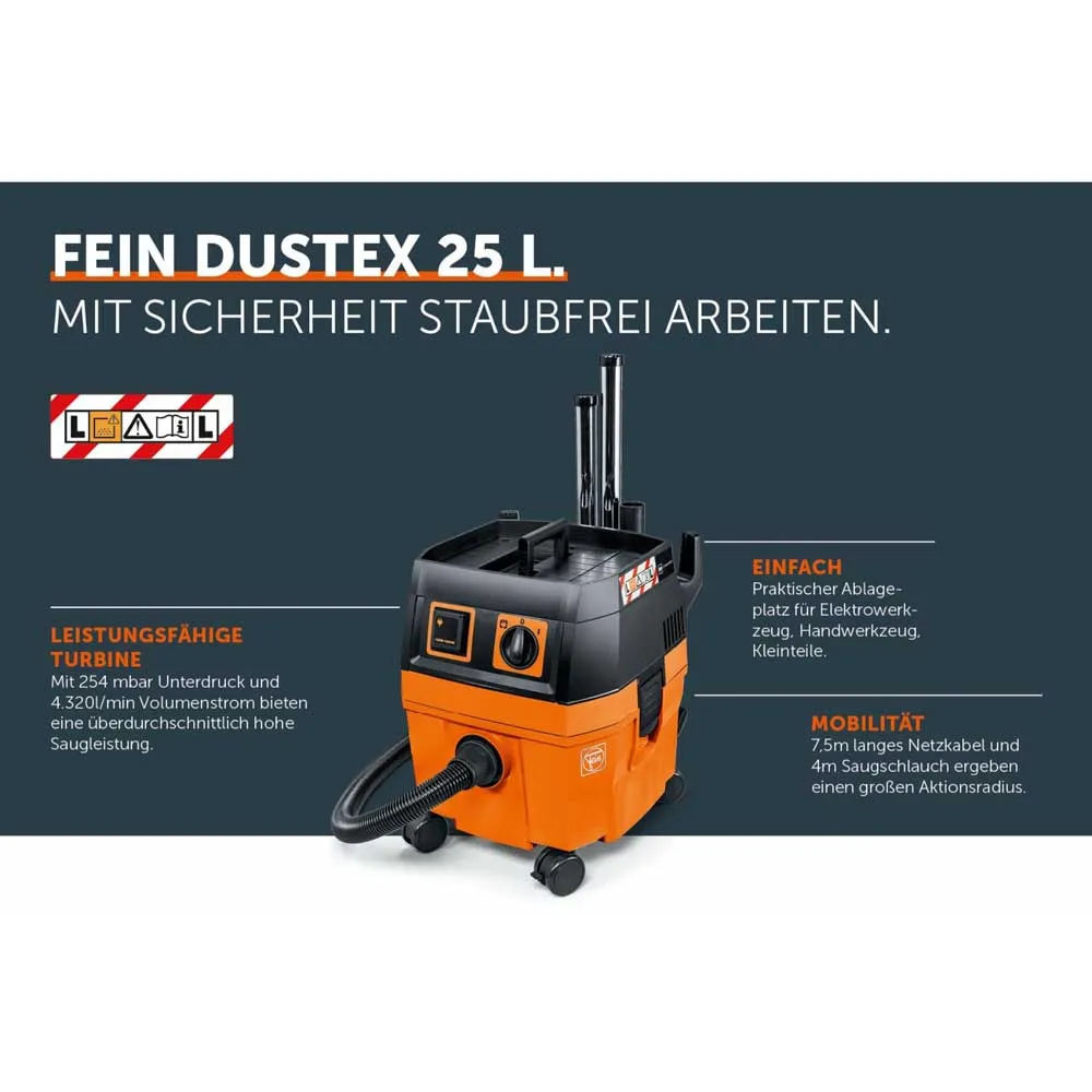 Купить Fein 92035223000 Dustex Hoover 25L 2000W Black / Orange 50x50x35 7ft.ru в интернет магазине Семь Футов
