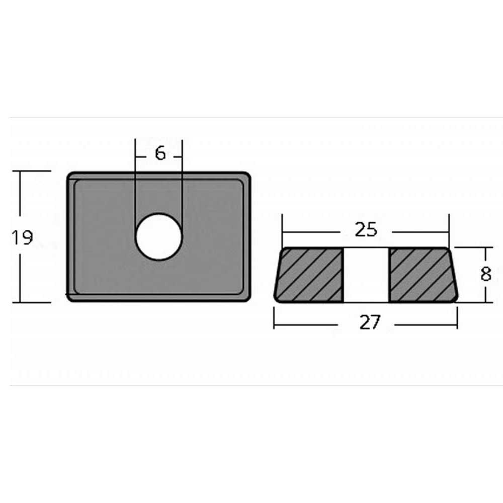 Купить Tecnoseal 2626337A 4-9.9HP 4T Маленький алюминиевый пластинчатый анод  Silver 19 x 27 x 8 mm  7ft.ru в интернет магазине Семь Футов