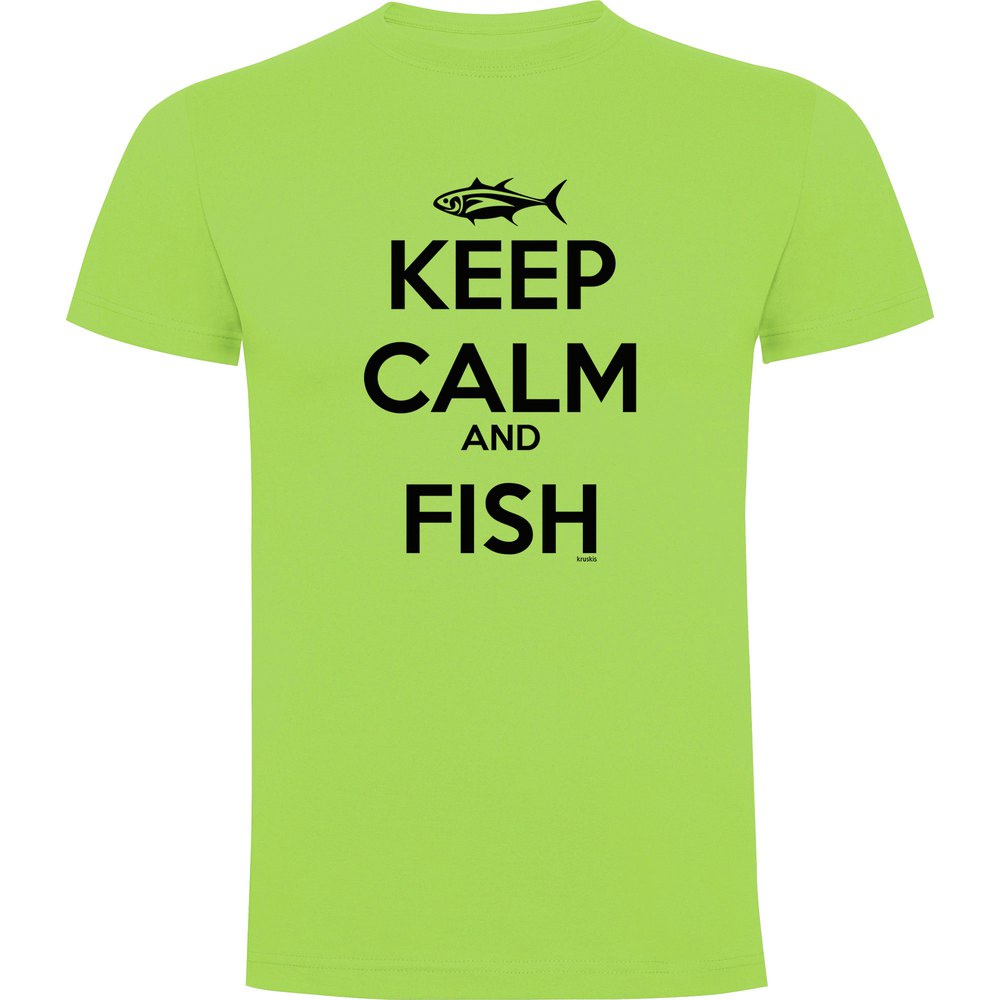 Купить Kruskis CA65500528S086 Футболка с коротким рукавом Keep Calm And Fish Зеленый Light Green 2XL 7ft.ru в интернет магазине Семь Футов