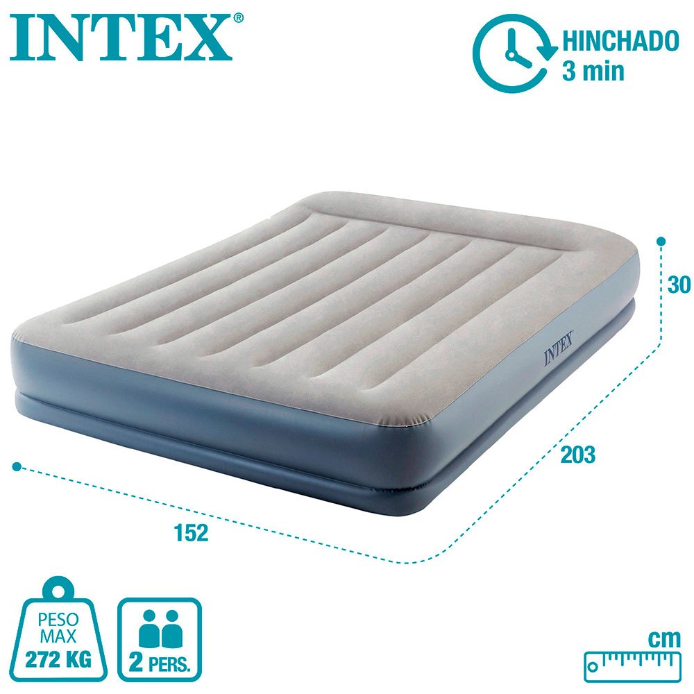 Купить Intex 64118 Standard Pillow Rest Midrise Матрас Серый Grey 152 x 203 x 30 cm 7ft.ru в интернет магазине Семь Футов