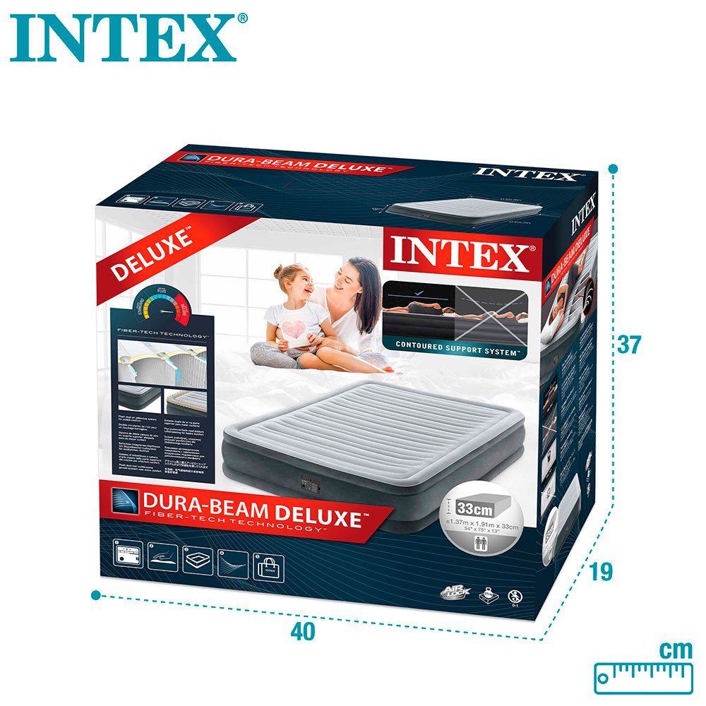 Купить Intex 67768 Full Comfort Plush Mid Rise Матрас Серый Grey 137 x 191 x 33 cm 7ft.ru в интернет магазине Семь Футов