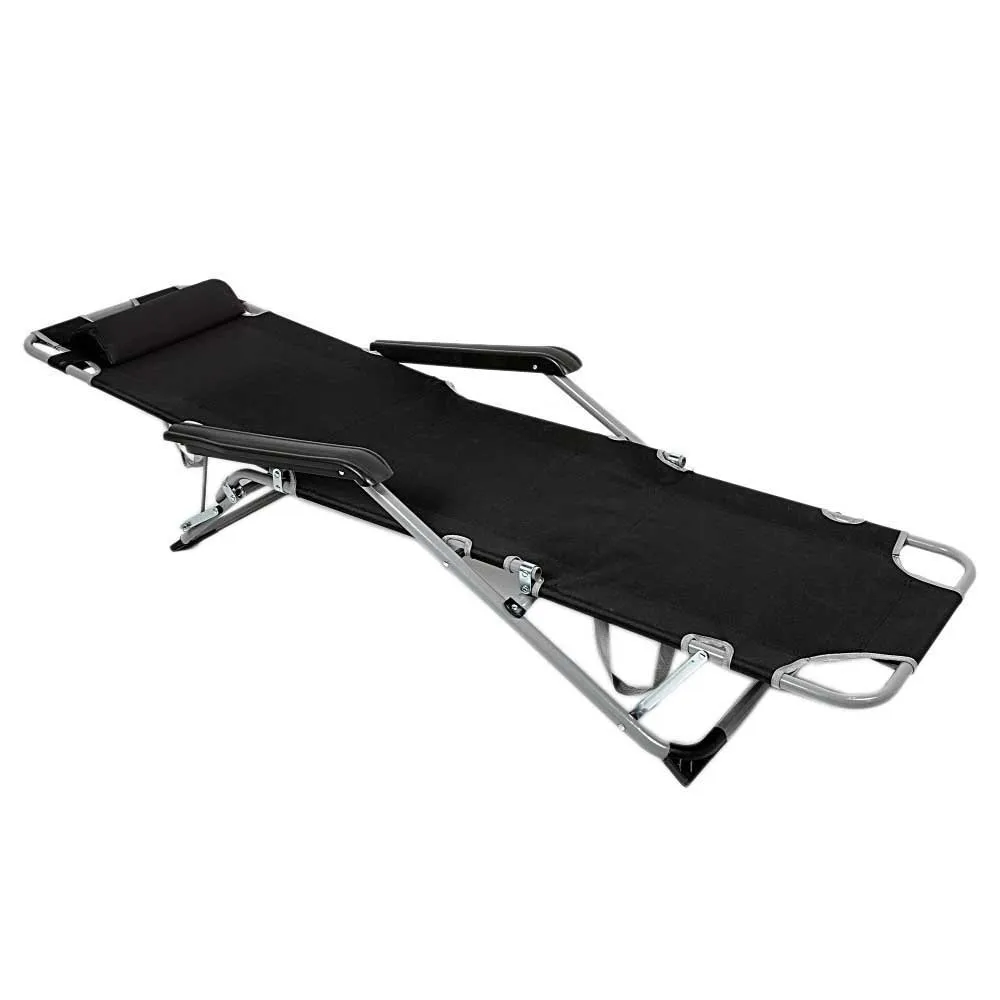 Купить Aktive R-140286874-62297 Шезлонг с подушкой отремонтированы Серебристый Black 178 x 60 x 89 cm 7ft.ru в интернет магазине Семь Футов