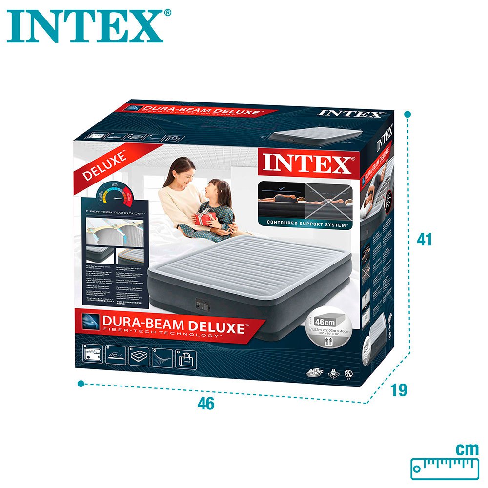 Купить Intex 64414 Fibertech Comfort Plush Матрас Серый 7ft.ru в интернет магазине Семь Футов