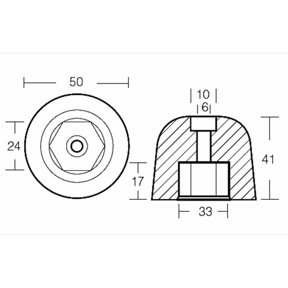 Купить Tecnoseal 2626626 Vetus Series KGF 220 Цинк Ожив Анод  Silver 50 x 41 mm  7ft.ru в интернет магазине Семь Футов