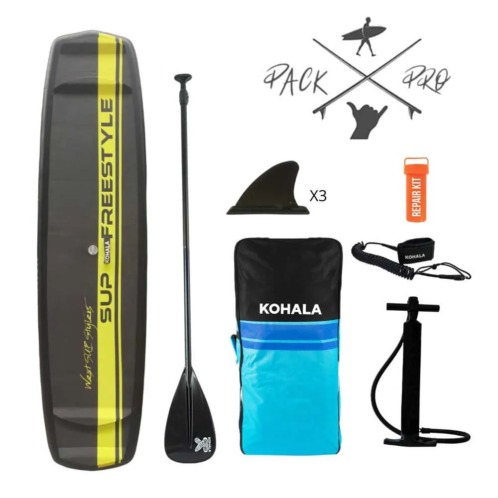 Купить Kohala 1700 доска для падл-серфинга Free Style 9´4`` Black / Yellow 175x55x28 284 cm 7ft.ru в интернет магазине Семь Футов