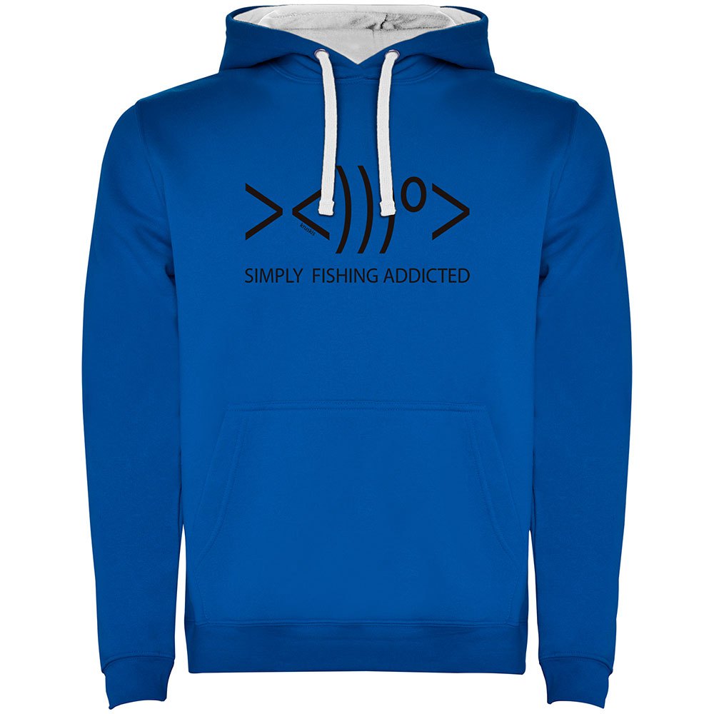 Купить Kruskis SU1067040501S008 Толстовка с капюшоном Simply Fishing Addicted Two-Colour Голубой Royal Blue / White XL 7ft.ru в интернет магазине Семь Футов