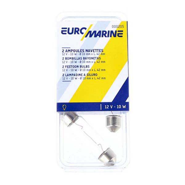 Купить Euromarine 000205 10W 12V Галогенная лампа-фестон 2 единицы Серебристый Clear 10 x 42 mm 7ft.ru в интернет магазине Семь Футов