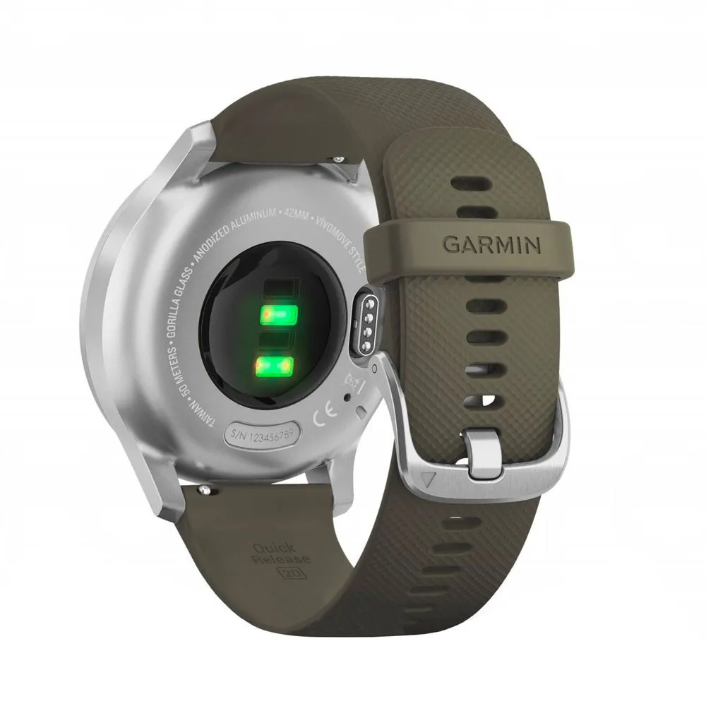 Купить Garmin 010-02240-01 Часы Vivomove Style Зеленый  Silver / Moss Green Silicone 42 mm 7ft.ru в интернет магазине Семь Футов