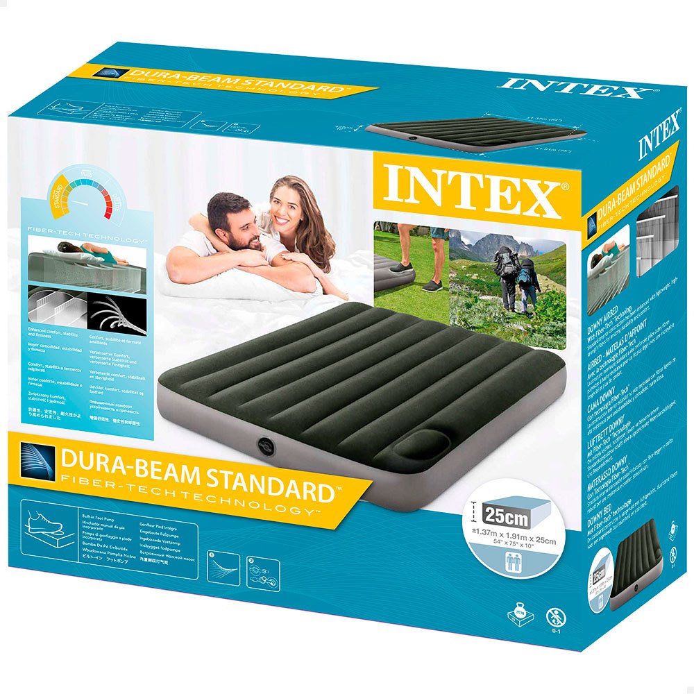 Купить Intex 64762 Downy Fiber-Tech Двойной матрас Зеленый Green / Grey 137 x 191 x 25 cm 7ft.ru в интернет магазине Семь Футов