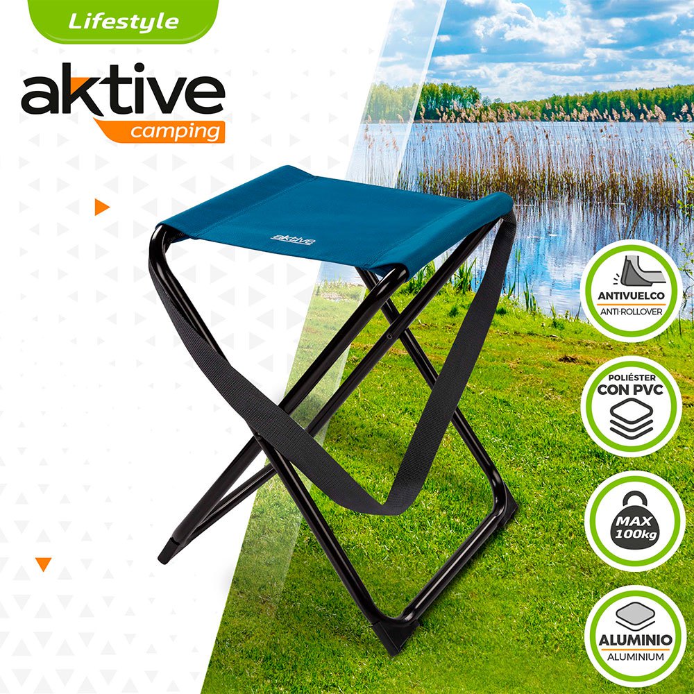 Купить Aktive 52860 Складная сталь Camping Табурет Голубой Black/Navy 7ft.ru в интернет магазине Семь Футов