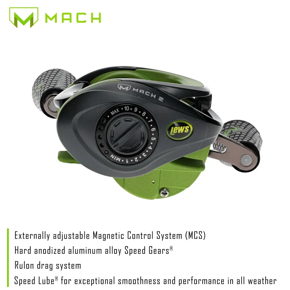 Купить Lews mh2shlg3 Катушка для бейткастинга Mach 2 Black / Green 20x15x15 Ratio: 5.5:1 7ft.ru в интернет магазине Семь Футов