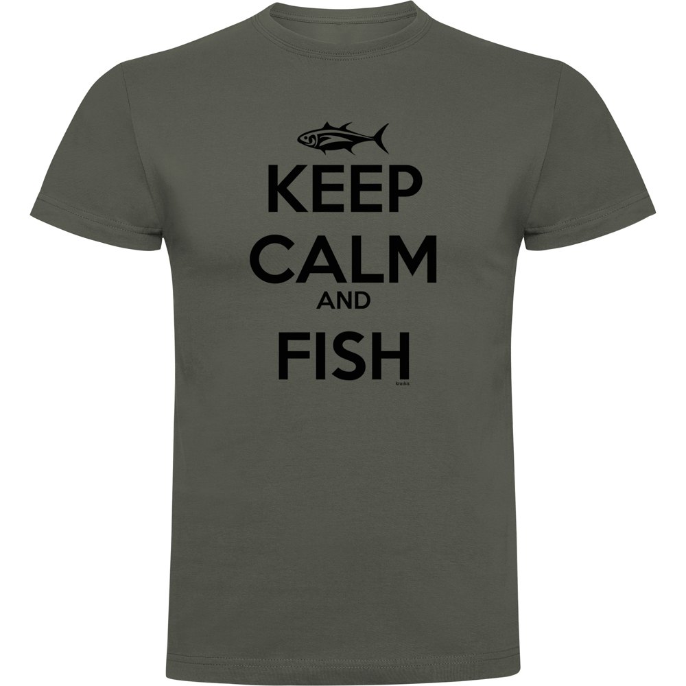 Купить Kruskis CA65500438S086 Футболка с коротким рукавом Keep Calm And Fish Серый Dark Army Green XL 7ft.ru в интернет магазине Семь Футов