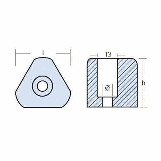 Купить Super marine ANO989 Gori Цинковый анод на конце пропеллера Серебристый Grey 44 x 33 mm 7ft.ru в интернет магазине Семь Футов